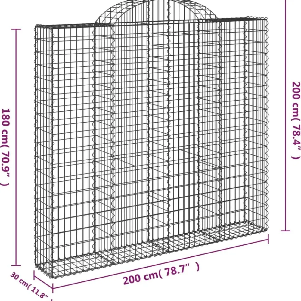 Best FinePRICE Kaareva kivikori 200x30x140/160 cm galvanoitu rauta (53487)