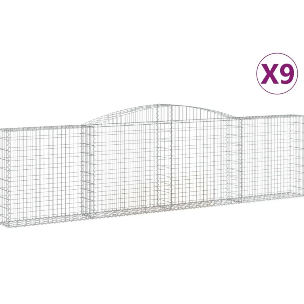 Best FinePRICE Kaareva kivikori 200x30x140/160 cm galvanoitu rauta (53487)