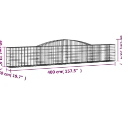 Best FinePRICE Kaareva kivikori 200x30x140/160 cm galvanoitu rauta (53487)