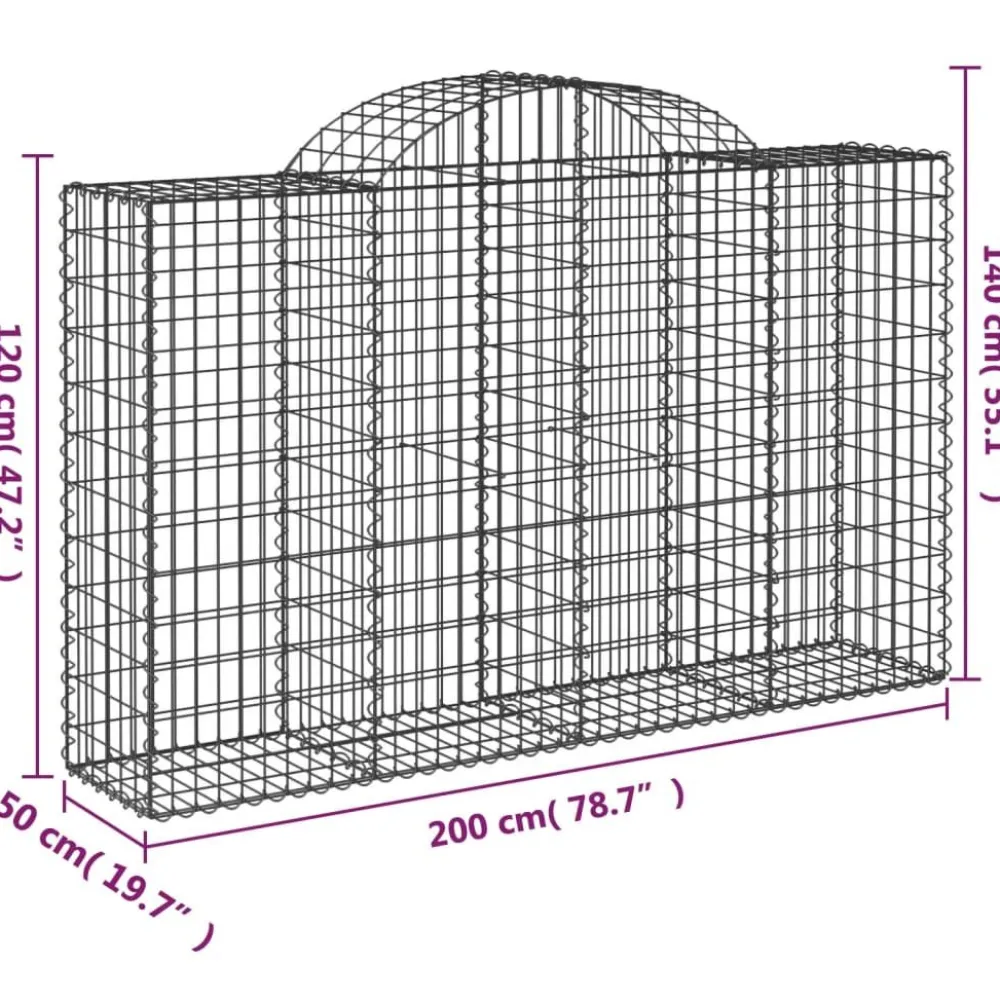 Best FinePRICE Kaareva kivikori 200x30x140/160 cm galvanoitu rauta (53487)