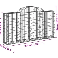 Best FinePRICE Kaareva kivikori 200x30x140/160 cm galvanoitu rauta (53487)
