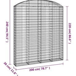Hot FinePRICE Kaareva kivikori 200x30x120/140 cm galvanoitu rauta (53466)