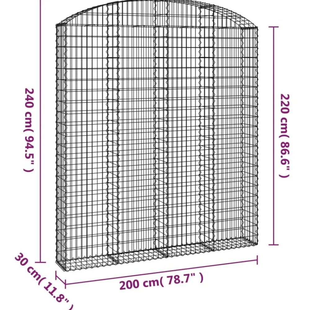 Hot FinePRICE Kaareva kivikori 200x30x120/140 cm galvanoitu rauta (53466)