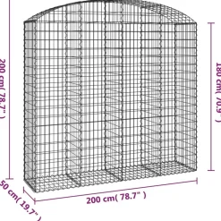 Hot FinePRICE Kaareva kivikori 200x30x120/140 cm galvanoitu rauta (53466)