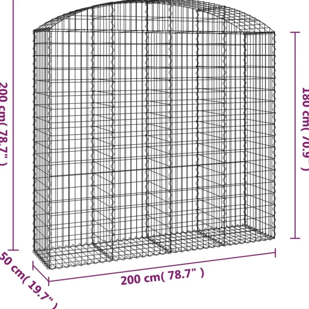 Hot FinePRICE Kaareva kivikori 200x30x120/140 cm galvanoitu rauta (53466)
