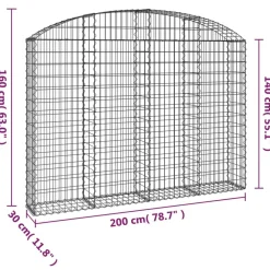 Hot FinePRICE Kaareva kivikori 200x30x120/140 cm galvanoitu rauta (53466)