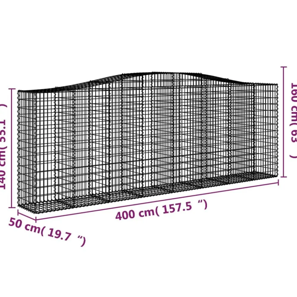 Online FinePRICE Kaarevat kivikorit 2 kpl 400x50x200/220 cm galvanoitu rauta (46021)