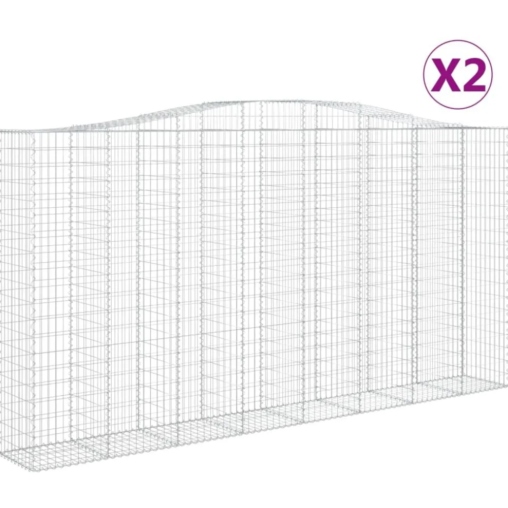 Online FinePRICE Kaarevat kivikorit 2 kpl 400x50x200/220 cm galvanoitu rauta (46021)