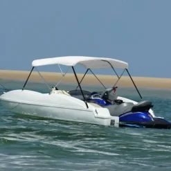 Online FinePRICE 3-kaarinen bimini-kate, valkoinen, 183x140x137 cm