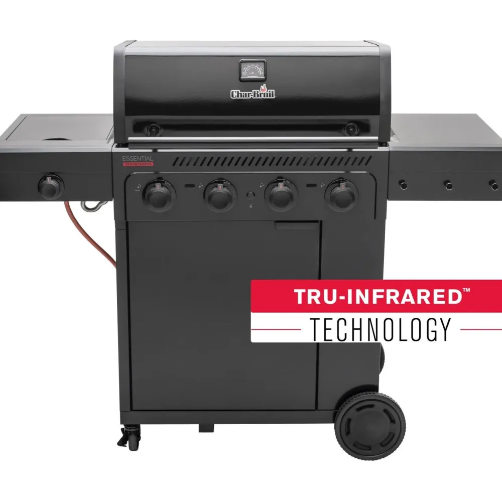 New Char-Broil Kaasugrilli Essential 4 G, 4 poltinta, sivukeitin