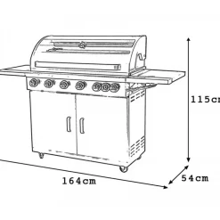 Hot Kobe Kaasugrilli Black 6 poltinta + sivukeitin
