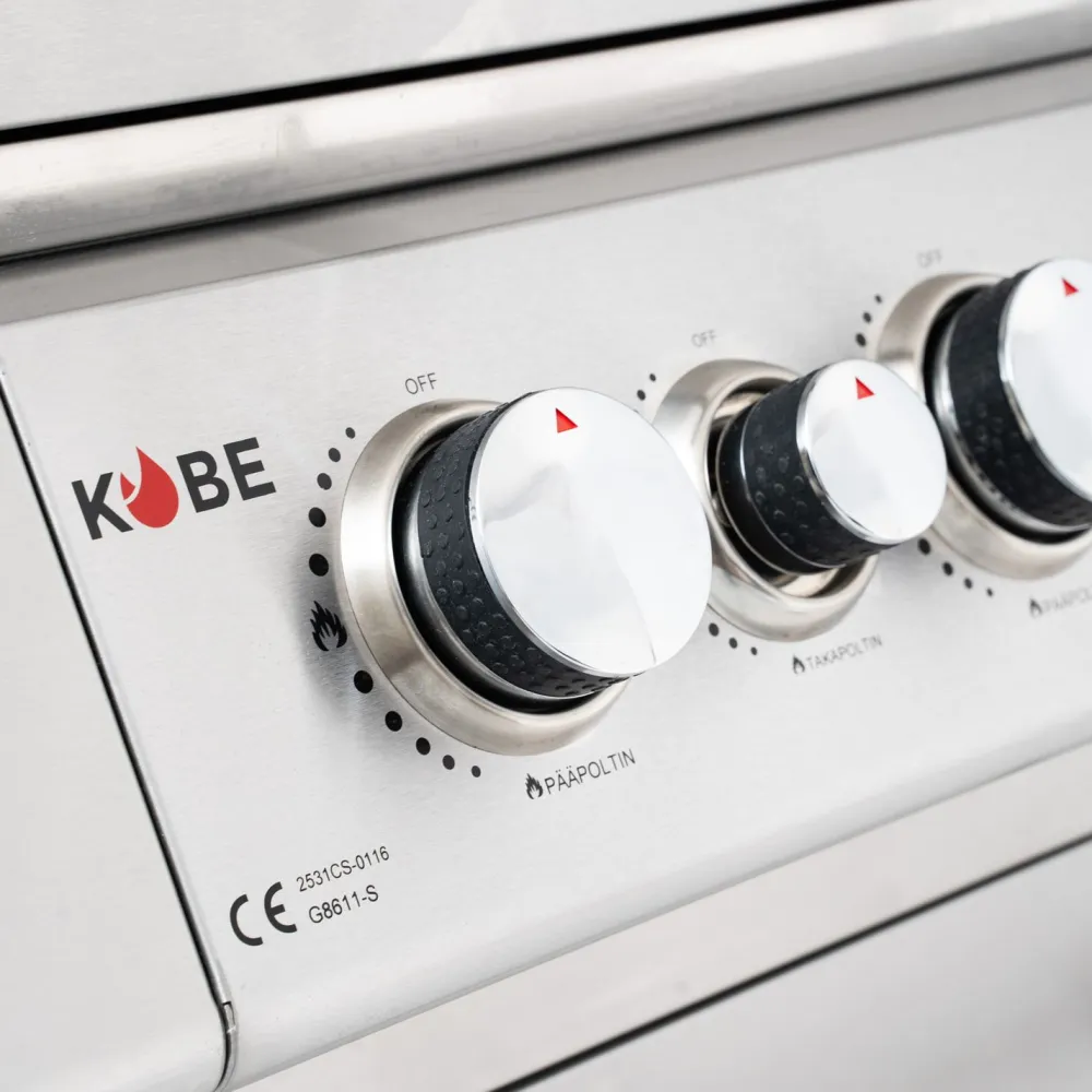 Clearance Kobe Kaasugrilli Platinum 6 poltinta + sivukeitin + takapoltin