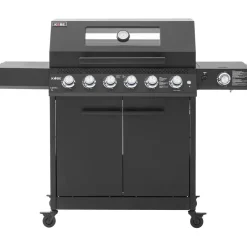 Outlet Kobe Kaasugrilli Premium 6+1, 5 poltinta, sivukeitin, Sear-poltin, lasikansi, musta