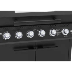 Outlet Kobe Kaasugrilli Premium 6+1, 5 poltinta, sivukeitin, Sear-poltin, lasikansi, musta