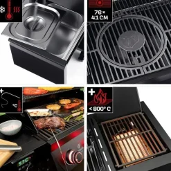 Clearance Landmann Kaasugrilli Rexon Cool Black MaxX 4.1, 4 poltinta, infrapunasivukeitin