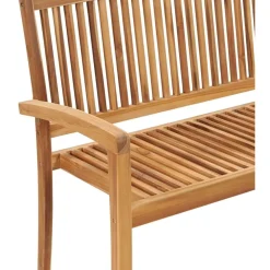 Discount FinePRICE Kahdenistuttava ja pinottava puutarhapenkki 128.5 cm tiikki