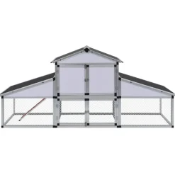 Outlet FinePRICE Kanahäkki aitauksella ja pesälaatikolla, 1170x2600x740mm, alumiini