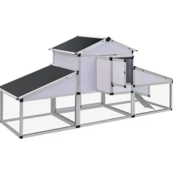 Outlet FinePRICE Kanahäkki aitauksella ja pesälaatikolla, 1170x2600x740mm, alumiini
