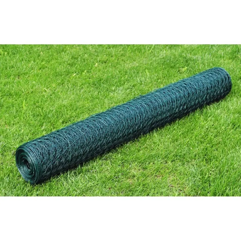 FinePRICE Kanaverkko galvanoitu PVC pinnoitteella silmäkoko 13mm 25x1m vihreä