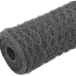 FinePRICE Kanaverkko teräs PVC pinnoitteella silmäkoko 36mm 36x1.5m harmaa