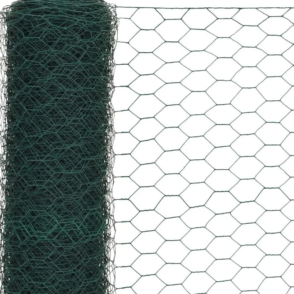 New FinePRICE Kanaverkko teräs PVC pinnoitteella silmäkoko 50mm 25x1.5m vihreä