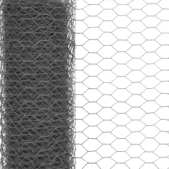 Best FinePRICE Kanaverkko teräs PVC pinnoitteella silmäkoko 25mm 25x0.75m harmaa