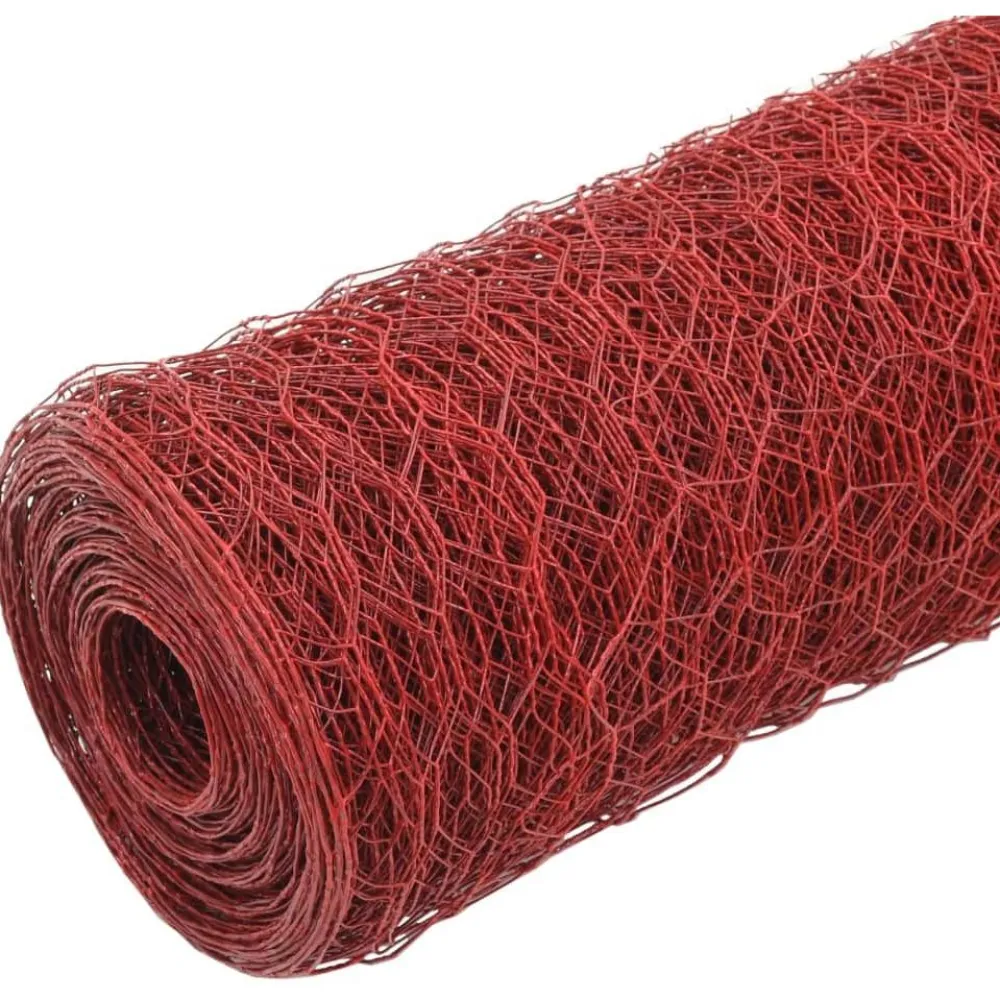 FinePRICE Kanaverkko teräs PVC pinnoitteella silmäkoko 25mm 25x1m punainen