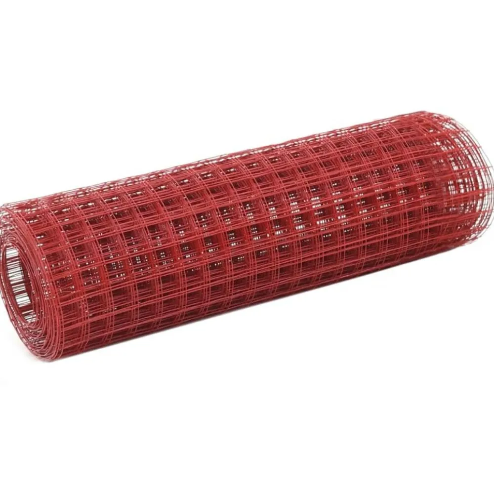 FinePRICE Kanaverkko 12x12mm galvanoitu teräs 25x0.5m punainen
