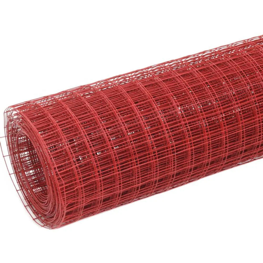 FinePRICE Kanaverkko 12x12mm galvanoitu teräs 25x1.5m punainen
