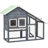 Clearance FinePRICE Kaninkoppi harmaa ja valkoinen 140x63x120 cm täysi mänty