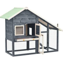 Clearance FinePRICE Kaninkoppi harmaa ja valkoinen 140x63x120 cm täysi mänty