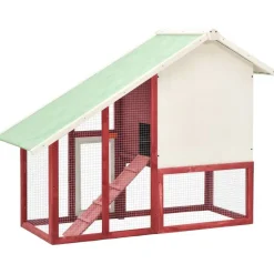 Clearance FinePRICE Kaninkoppi punainen ja valkoinen 140x63x120 cm täysi mänty