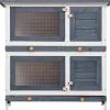 Clearance FinePRICE Kanin ulkohäkki, 4 ovea, 90x90x45cm, harmaa puu