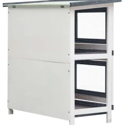 Clearance FinePRICE Kanin ulkohäkki, 4 ovea, 90x90x45cm, harmaa puu