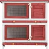 New FinePRICE Kanin ulkohäkki, 4 ovea, 90x90x45cm, punainen puu