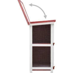 New FinePRICE Kanin ulkohäkki, 4 ovea, 90x90x45cm, punainen puu