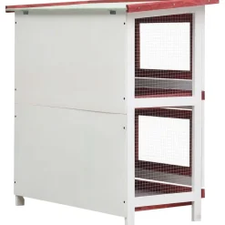 New FinePRICE Kanin ulkohäkki, 4 ovea, 90x90x45cm, punainen puu