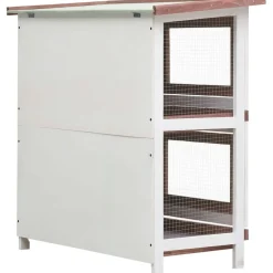 Outlet FinePRICE Kanin ulkohäkki, 4 ovea, 90x90x45cm, ruskea puu