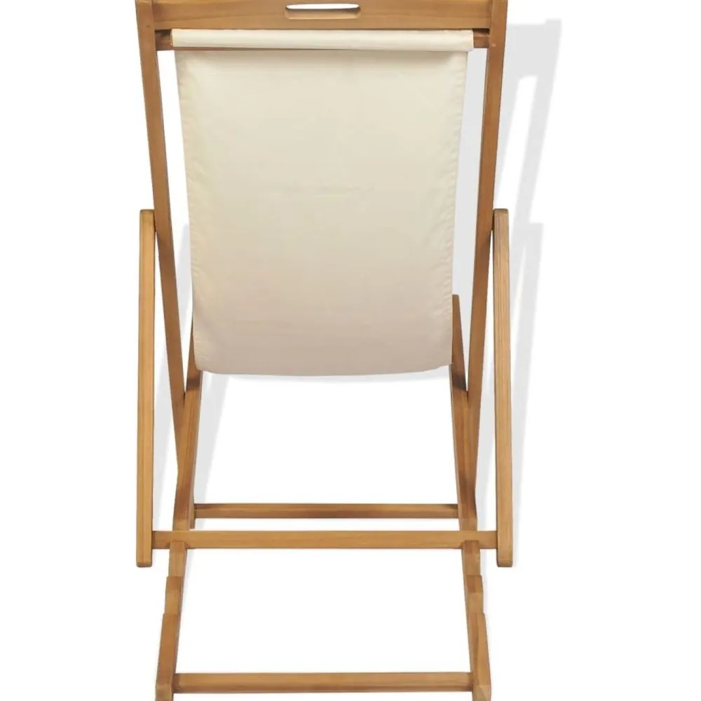 Clearance FinePRICE Kansituoli tiikki 56x105x96 cm kerma