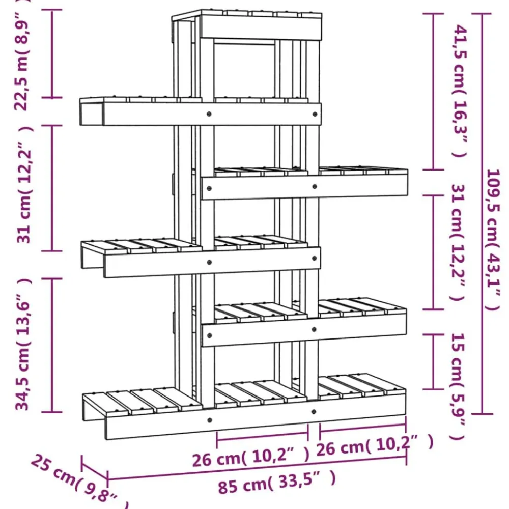 Clearance FinePRICE Kasviteline hunajanruskea 104,5x25x77,5 cm, mänty