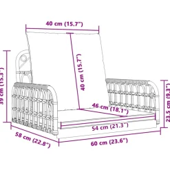 Outlet FinePRICE Keinun tuoli tyynyillä 63x58x39 cm polyrottinki ja teräs (09297)