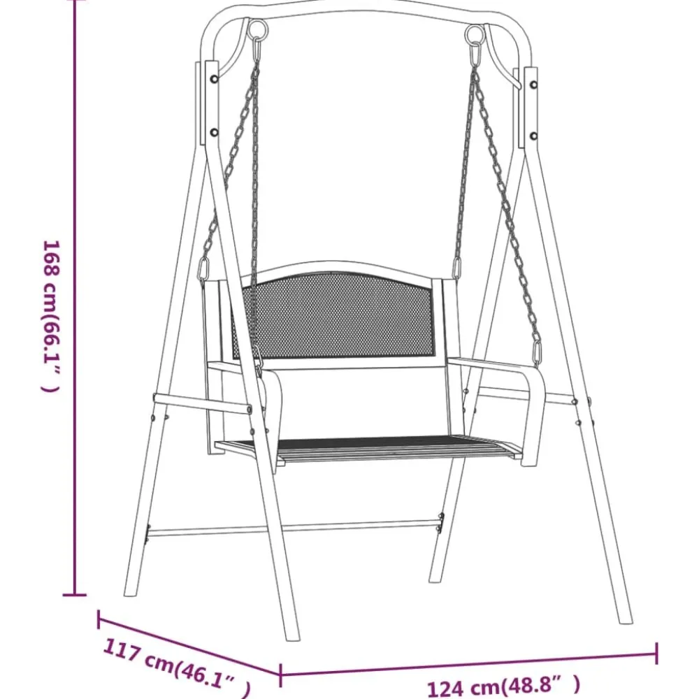 Hot FinePRICE Keinupenkki 124 cm musta teräs
