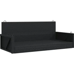 Clearance FinePRICE Keinupenkki musta polyrottinki 119x56x48 cm (65625)