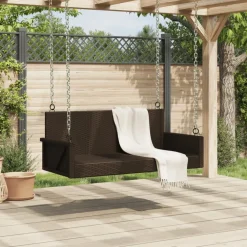 Clearance FinePRICE Keinupenkki musta polyrottinki 119x56x48 cm (65625)