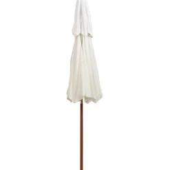 Outlet FinePRICE 2-kerroksinen aurinkovarjo 270x270cm puutanko kermanvalkoinen