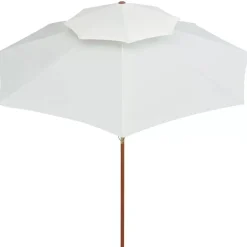 Outlet FinePRICE 2-kerroksinen aurinkovarjo 270x270cm puutanko kermanvalkoinen