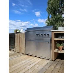 Myoutdoorkitchen Kesäkeittiön integroitava kaasugrilli Nordic Line Stainless, 5 poltinta, musta