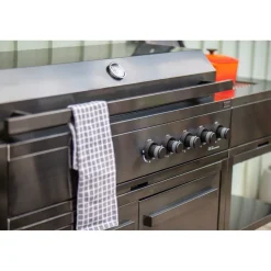 Myoutdoorkitchen Kesäkeittiön integroitava kaasugrilli Nordic Line Stainless, 5 poltinta, musta