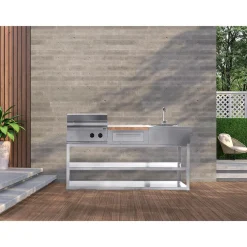 Clearance Myoutdoorkitchen Kesäkeittiön perusmoduuli 180 cm 3 moduulia ruostumaton teräs