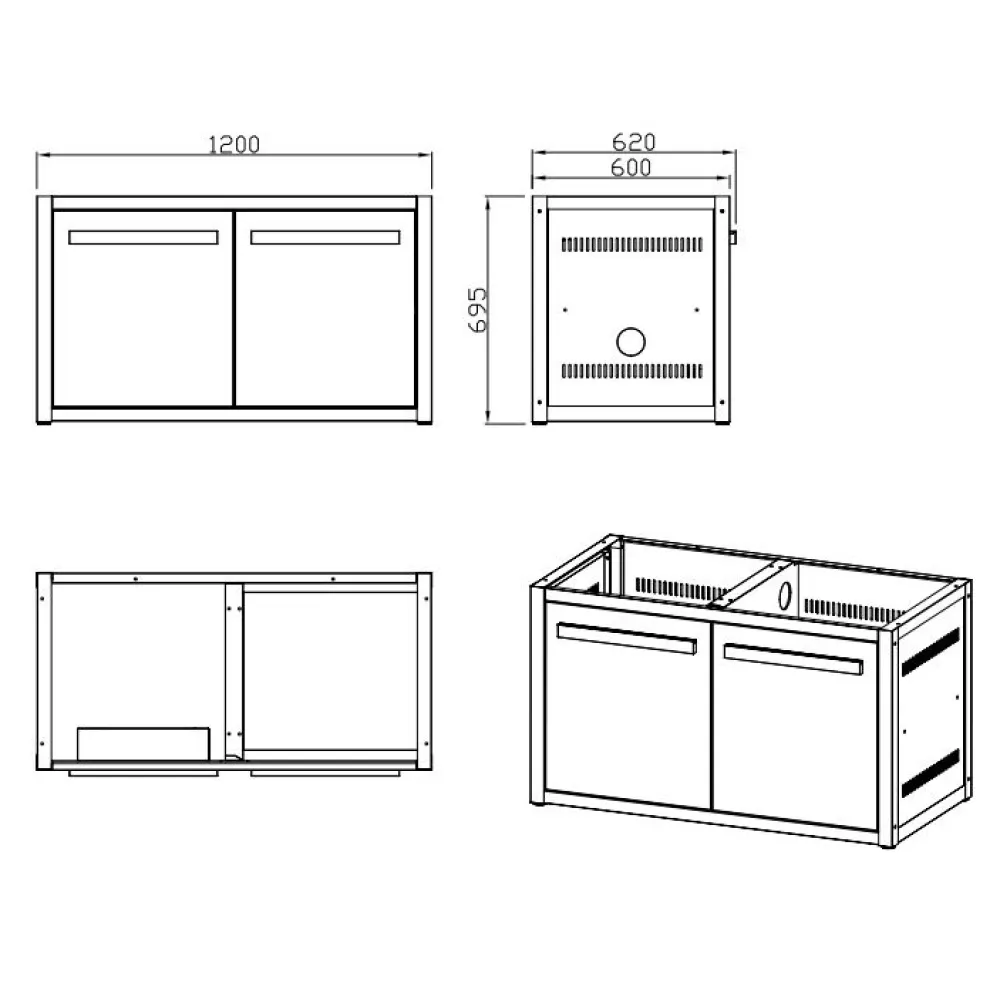 New Myoutdoorkitchen Kesäkeittiön perusmoduuli ovella 120 cm 2 moduulia musta